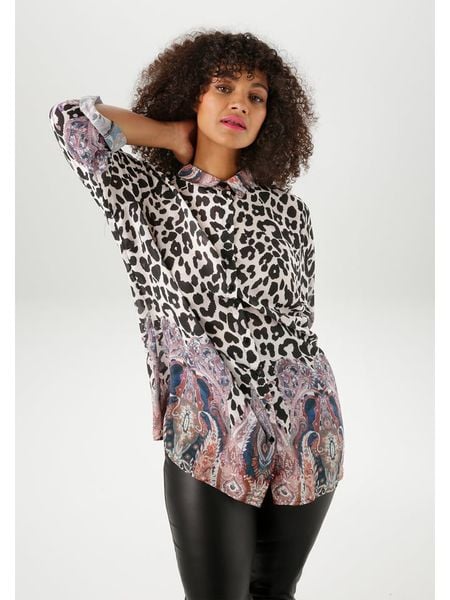 Aniston Bluzka ze wzorem rozmiar: 46. Bluzki Aniston, bez wzorów, bez kołnierzyka, bez ramiączek. Za 65.38 zł.