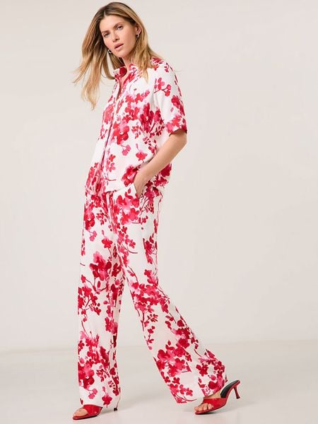 TAIFUN Bluzka w kolorze biało-czerwono-jasnoróżowym rozmiar: 40. Białe bluzki Taifun, s, bez wzorów, z wiskozy, klasyczne, bez kołnierzyka, bez ramiączek. Za 131.12 zł.