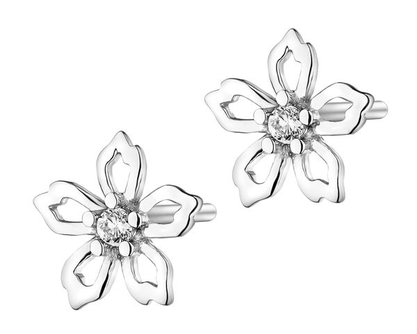 Kolczyki srebrne z cyrkoniami - kwiaty. Szare kolczyki Apart, z cyrkonią, srebrne. Za 64.00 zł.