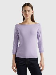 Benetton Sweter w kolorze lawendowym rozmiar: S. Różowe swetry Benetton, s, bez wzorów, z bawełny, bez ramiączek. Za 88.02 zł.