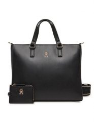 Tommy Hilfiger Torebka Th Joy Satchel AW0AW16814 Czarny. Czarne torebki klasyczne TOMMY HILFIGER, bez wzorów, ze skóry, bez dodatków. Za 399.99 zł.