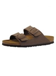 Birkenstock Klapki "Arizona" w kolorze brązowym rozmiar: 35. Brązowe klapki Birkenstock, bez wzorów, z otwartym noskiem, bez obcasa. Za 391.59 zł.