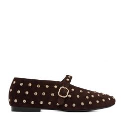 Baleriny Eva Minge. Brązowe baleriny Eva Minge, bez wzorów, bez obcasa. Za 399.99 zł.