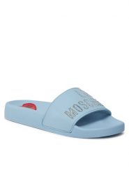 LOVE MOSCHINO Klapki JA28122G1II13712 Błękitny. Niebieskie klapki Love Moschino, bez wzorów, z tworzywa sztucznego, bez obcasa. Za 499.99 zł.