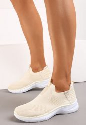Beżowe Wsuwane Buty Sportowe z Elastyczną Cholewką Delillahe. Brązowe obuwie sportowe Born2be, z materiału, bez zapięcia. Za 49.99 zł.
