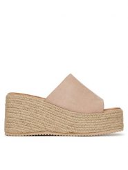 DeeZee Klapki LE601-113 Beżowy. Brązowe klapki DeeZee, bez wzorów, z materiału, bez obcasa. Za 129.99 zł.