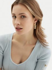 Guess Kolczyki JUBE05 013JW Złoty. Żółte kolczyki Guess, metalowe. Za 369.99 zł.