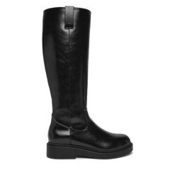 Kozaki JENNY. Czarne kozaki Jenny, bez obcasa, na płaskiej podeszwie, bez zapięcia. Za 229.99 zł.