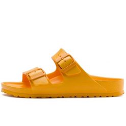 Klapki Birkenstock Arizona Eva Dorosłych. Brązowe klapki Birkenstock, bez wzorów, z materiału, bez obcasa. Za 279.55 zł.