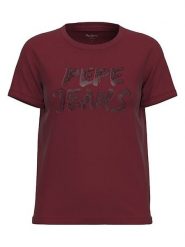 Pepe Jeans Koszulka w kolorze bordowym rozmiar: M. Czerwone bluzki Pepe Jeans, m, bez wzorów, z bawełny, bez kołnierzyka, bez ramiączek. Za 83.62 zł.