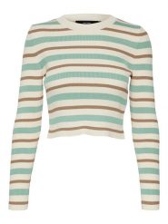Vero Moda Koszulka "Anita" w kolorze kremowo-błękitnym rozmiar: XL. Brązowe bluzki Vero Moda, xl, bez wzorów, ze splotem, bez kołnierzyka, bez ramiączek. Za 36.68 zł.