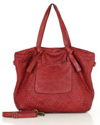 Shopperka pleciona MARCO MAZZINI bordowa v243d. Czerwone shopper bez wzorów, ze skóry, vintage, duże, bez dodatków. Za 597.55 zł.
