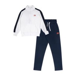 Bluza z bawełna z pełny zamek błyskawiczny na czas wolny. Białe bluzy LEONE 1947 APPAREL, bez wzorów, z bawełny, bez kaptura. W wyprzedaży za 89.72 zł.