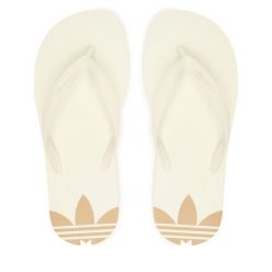 Japonki adidas. Białe klapki Adidas, bez wzorów, bez obcasa. Za 89.99 zł.
