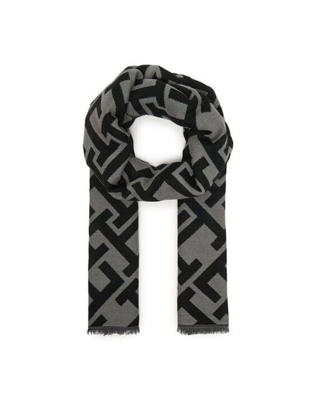 Tommy Hilfiger Szal Th Monogram Heavy Scarf AW0AW18051 Czarny. Czarne rękawiczki TOMMY HILFIGER, bez wzorów, z materiału. Za 329.99 zł.