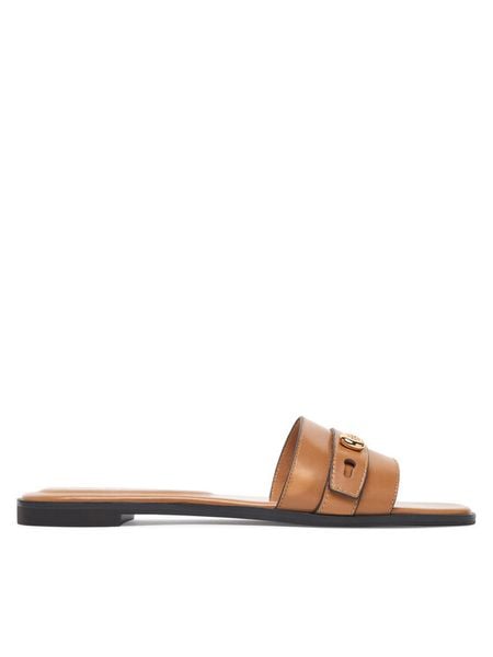 Tory Burch Klapki Romy Slide 183305 Brązowy. Brązowe klapki Tory Burch, bez wzorów, ze skóry, bez obcasa. Za 1,524.00 zł.