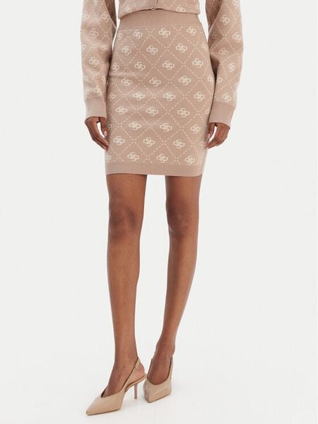 Guess Spódnica ołówkowa W4BD0S Z3JD2 Beżowy Regular Fit. Brązowe spódnice Guess, s, z aplikacjami, z syntetyku, ołówkowe. Za 349.99 zł.