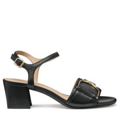 Sandały Geox. Czarne sandały Geox, bez wzorów, bez obcasa, na słupku, bez zapięcia. Za 419.99 zł.
