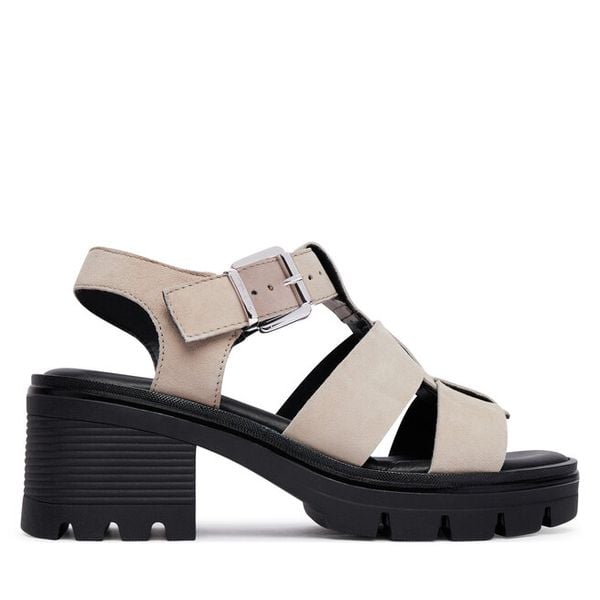Sandały Tamaris. Brązowe sandały Tamaris, bez wzorów, bez obcasa, na słupku, bez zapięcia. Za 369.99 zł.