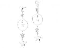 Naszyjnik srebrny z cyrkoniami - gwiazdy, koła. Szare kolczyki Apart, z cyrkonią, srebrne. Za 349.00 zł.