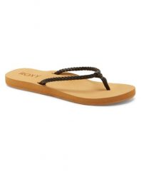 Klapki plażowe dla Kobiety COSTAS. Czarne klapki Roxy, bez wzorów, z gumy, bez obcasa. Za 69.99 zł.