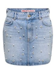 ONLY Spódnica jeansowa Onur 15367472 Niebieski Regular Fit. Niebieskie spódnice Only, xs, bez wzorów, z jeansu. Za 299.99 zł.