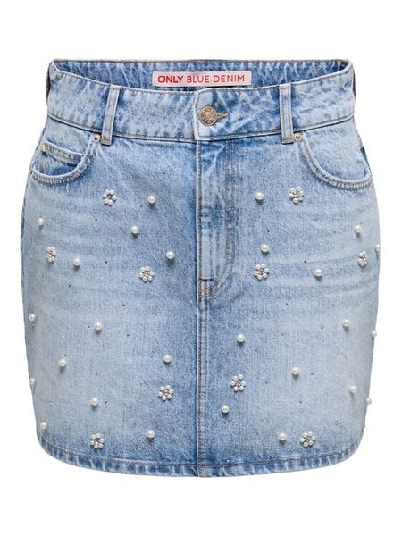 ONLY Spódnica jeansowa Onur 15367472 Niebieski Regular Fit. Niebieskie spódnice Only, xs, bez wzorów, z bawełny. Za 156.99 zł.