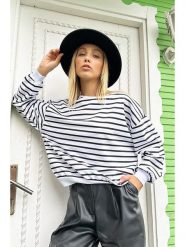 Trendyol Bluza w kolorze czarno-białym rozmiar: M. Białe bluzy sportowe Trendyol, m, bez wzorów, z bawełny, bez kaptura. Za 65.85 zł.