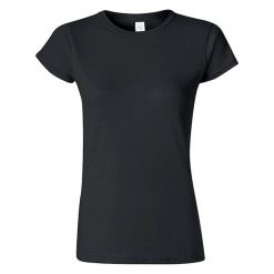 Damska Koszulka Softstyle O Średniej Grubości. Czarne bluzki GILDAN, xl, bez wzorów, sportowe, bez kołnierzyka, bez ramiączek. Za 44.99 zł.