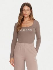 Guess Bluzka O5RI00 KBBU1 Beżowy Regular Fit. Brązowe bluzki Guess, m, z aplikacjami, z bawełny, bez kołnierzyka, bez ramiączek. Za 131.99 zł.