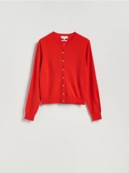Kardigan z wełny merino - czerwony. Czerwone kardigany Reserved, l, bez wzorów, z wełny. Za 239.99 zł.
