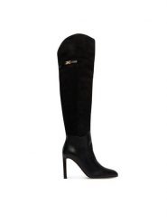 Elisabetta Franchi Kozaki SA-25L-66E2-V950 Czarny. Czarne kozaki Elisabetta Franchi, ze skóry, bez obcasa, na szpilce, bez zapięcia. Za 4,059.00 zł.