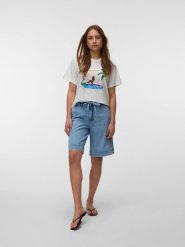 Vero Moda Koszulka w kolorze białym rozmiar: M. Białe bluzki Vero Moda, m, bez wzorów, z bawełny, bez kołnierzyka, bez ramiączek. Za 62.03 zł.