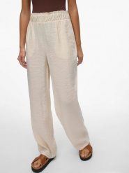 Vero Moda Spodnie "Queeny" w kolorze kremowym rozmiar: S. Brązowe spodnie materiałowe Vero Moda, s, bez wzorów, z materiału, z podwyższonym stanem. Za 116.95 zł.