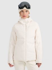 4F Kurtka narciarska membrana 10000 damska - beżowa XL. Brązowe kurtki narciarskie 4f, xl, bez wzorów, z materiału, bez kaptura, narciarskie. Za 799.99 zł.