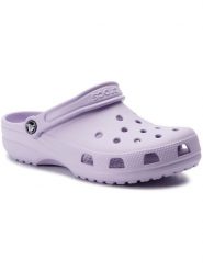 Crocs Klapki Classic 10001 Fioletowy. Fioletowe klapki Crocs, bez wzorów, z tworzywa sztucznego, bez obcasa. Za 169.99 zł.