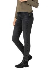 Timezone Dżinsy "Enya" - Slim fit - w kolorze antracytowym rozmiar: W26/L32. Czarne jeansy Timezone, l, z aplikacjami, z podwyższonym stanem. Za 110.04 zł.
