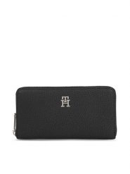 Tommy Hilfiger Duży Portfel Damski Th Emblem Large Za AW0AW15181 Czarny. Czarne portfele TOMMY HILFIGER, bez wzorów, ze skóry. Za 309.99 zł.