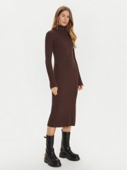 TWINSET Sukienka dzianinowa 242TT3062 Brązowy Slim Fit. Brązowe sukienki Twinset, s, bez wzorów, z dzianiny, bez kołnierzyka, bez ramiączek. Za 399.99 zł.