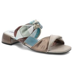 Klapki damskie Anekke, ze skóry naturalnej licowej ozdobny węzeł niski obcas elegancki styl, niebieskie, 42381-457. Niebieskie klapki Anekke, bez wzorów, ze skóry, bez obcasa, na obcasie. Za 299.00 zł.