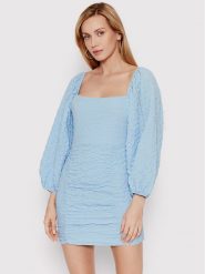 DeeZee Sukienka codzienna Gessa 12250 Błękitny Slim Fit. Niebieskie sukienki DeeZee, na co dzień, l, bez wzorów, z bawełny, bez kołnierzyka, bez ramiączek, proste. Za 129.99 zł.