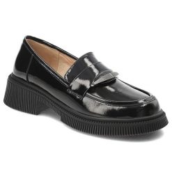 Czarne Mokasyny S.Barski Eleganckie Obuwie Damskie. Czarne mokasyny S.BARSKI, bez wzorów, ze skóry, bez obcasa. Za 289.00 zł.