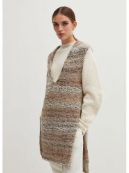 STEFANEL Bezrękawnik w kolorze jasnobrązowo-szarym rozmiar: S. Brązowe swetry Stefanel, s, bez wzorów, z wełny, bez ramiączek. Za 136.13 zł.