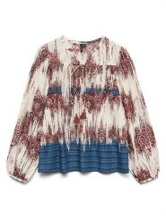 Vero Moda Bluzka w kolorze kremowo-niebiesko-brązowym rozmiar: XL. Brązowe bluzki Vero Moda, xl, bez wzorów, z bawełny, bez kołnierzyka, bez ramiączek. Za 97.51 zł.
