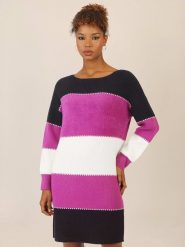 APART Sukienka w kolorze czarno-fioletowo-kremowym rozmiar: 36/38. Czarne sukienki Apart, na co dzień, bez wzorów, z kaszmiru, bez kołnierzyka, bez ramiączek, mini, proste. Za 218.05 zł.