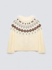 Sweter damski z skandynawskim wzorem kremowy Skandia 102. Białe swetry Big Star, l, bez wzorów, z dzianiny, bez ramiączek. Za 229.99 zł.