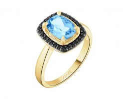 Pierścionek z żółtego złota z czarnymi brylantami i topazem - próba 585. Czarne pierścionki Apart, z brylantem, złote. Za 4,790.00 zł.