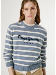 Pepe Jeans Sweter "Caprice" w kolorze kremowo-szaroniebieskim rozmiar: L. Brązowe swetry Pepe Jeans, l, bez wzorów, z bawełny, bez ramiączek. Za 209.82 zł.