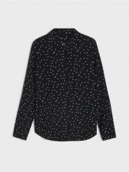 Koszula z długim rękawem w serca - czarny. Czarne koszule Sinsay, l, bez wzorów, bez kołnierzyka, bez ramiączek. Za 29.99 zł.