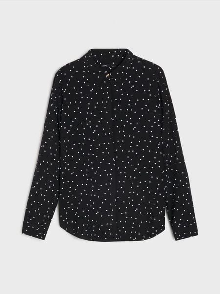 Koszula z długim rękawem w serca - czarny. Czarne koszule Sinsay, l, bez wzorów, bez kołnierzyka, bez ramiączek. Za 29.99 zł.